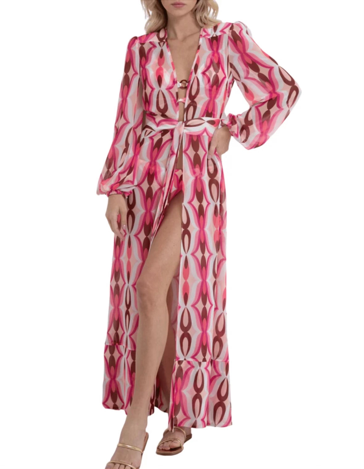 PATBO-TWIST TIE-FRONT BEACH ROBE