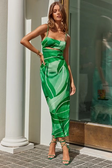 Green Leaf Slip Dress